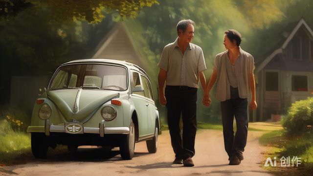 驾校赊一汽，儿请老父，参游郊舍。